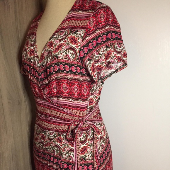 Boho Wrap Dress Full Length Bottom Flare - Picture 4 of 7